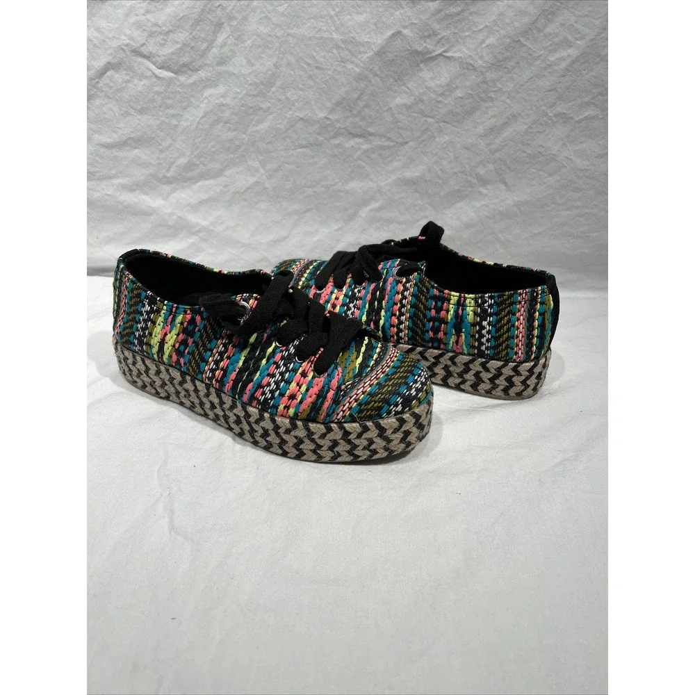 Sam Edelman Circus Colorful Woven BRANDON Stripe Platform Shoes Sz 6M Y2K‎